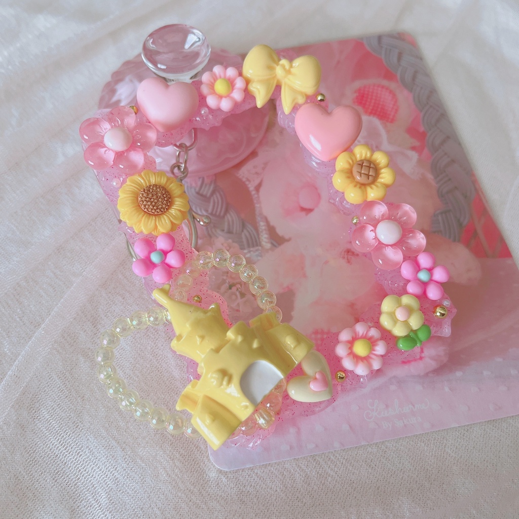 ✧*。プリンセスシリーズ✧*。 トレカケースキーホルダー ピンク×イエロー