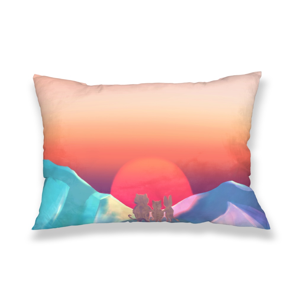 3匹の枕カバー (夕日Ver.)