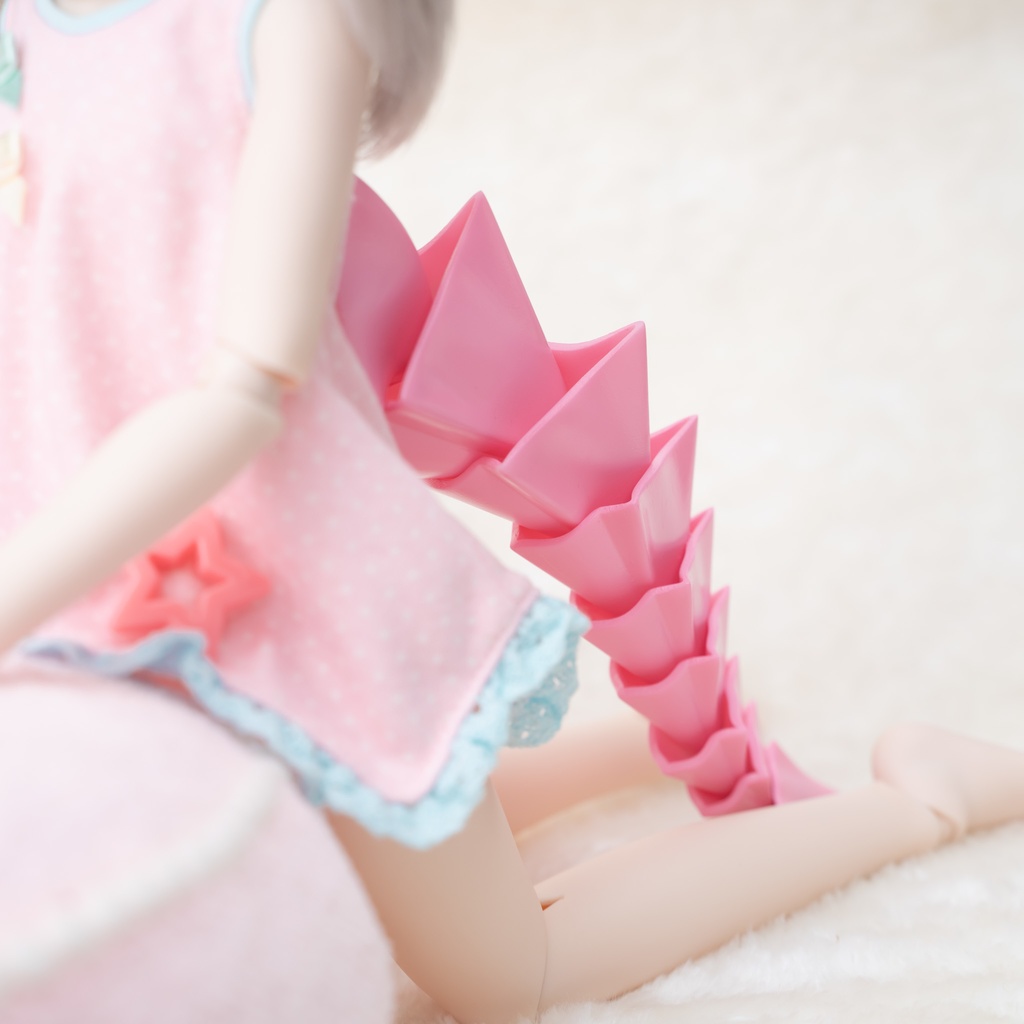 【受注生産】短いドラゴン尻尾 全長~22cm - ピンク