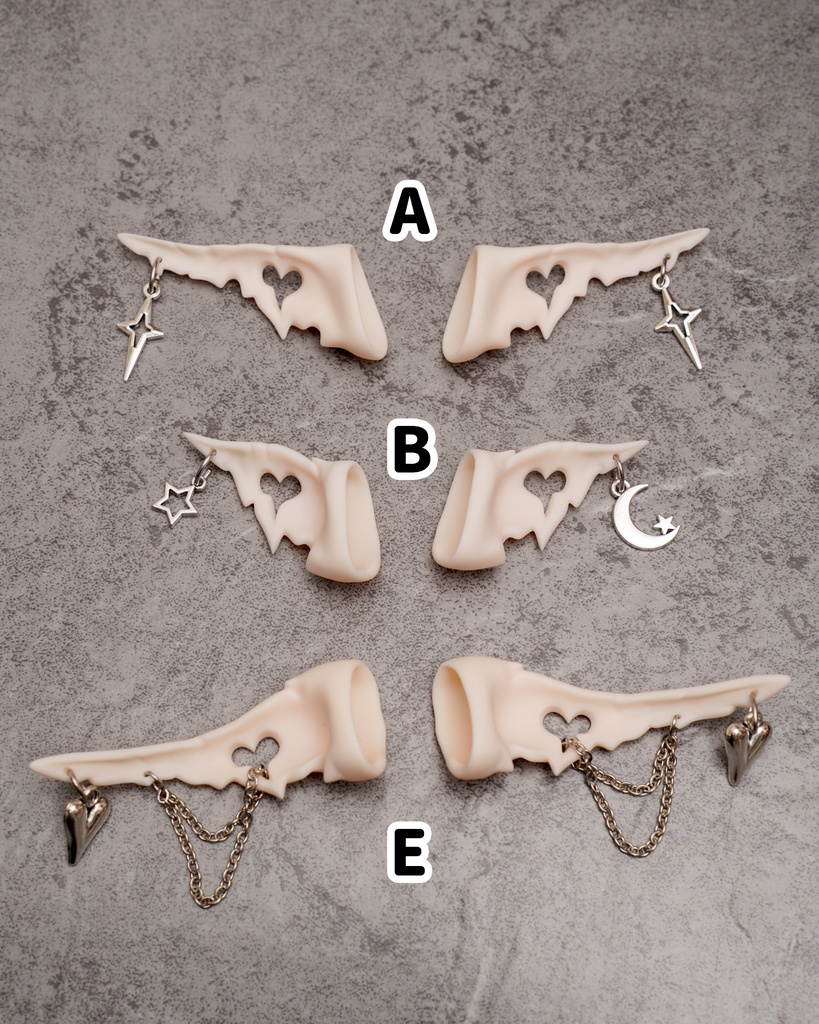 1/3ドール用 ハートの穴あきエルフ耳