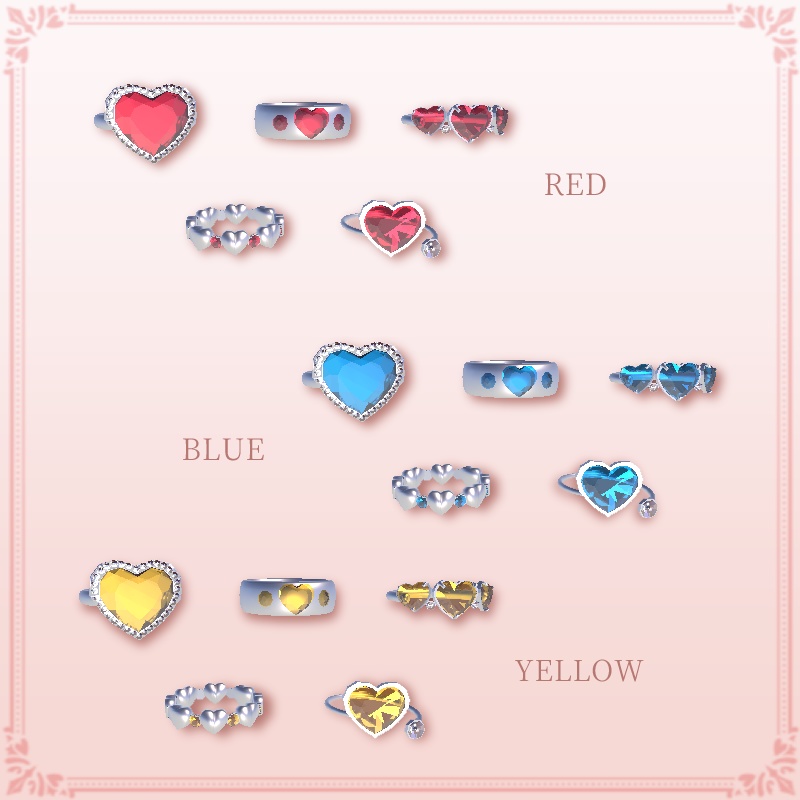 ハートリングセット Heart ring set*5type×5colors【VRChat想定】