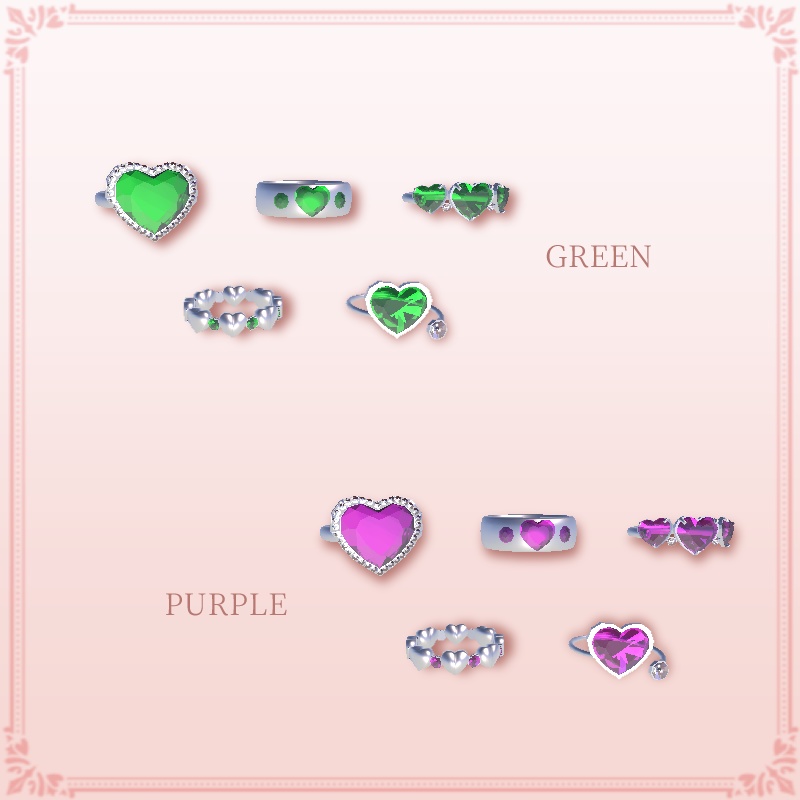 ハートリングセット Heart ring set*5type×5colors【VRChat想定】