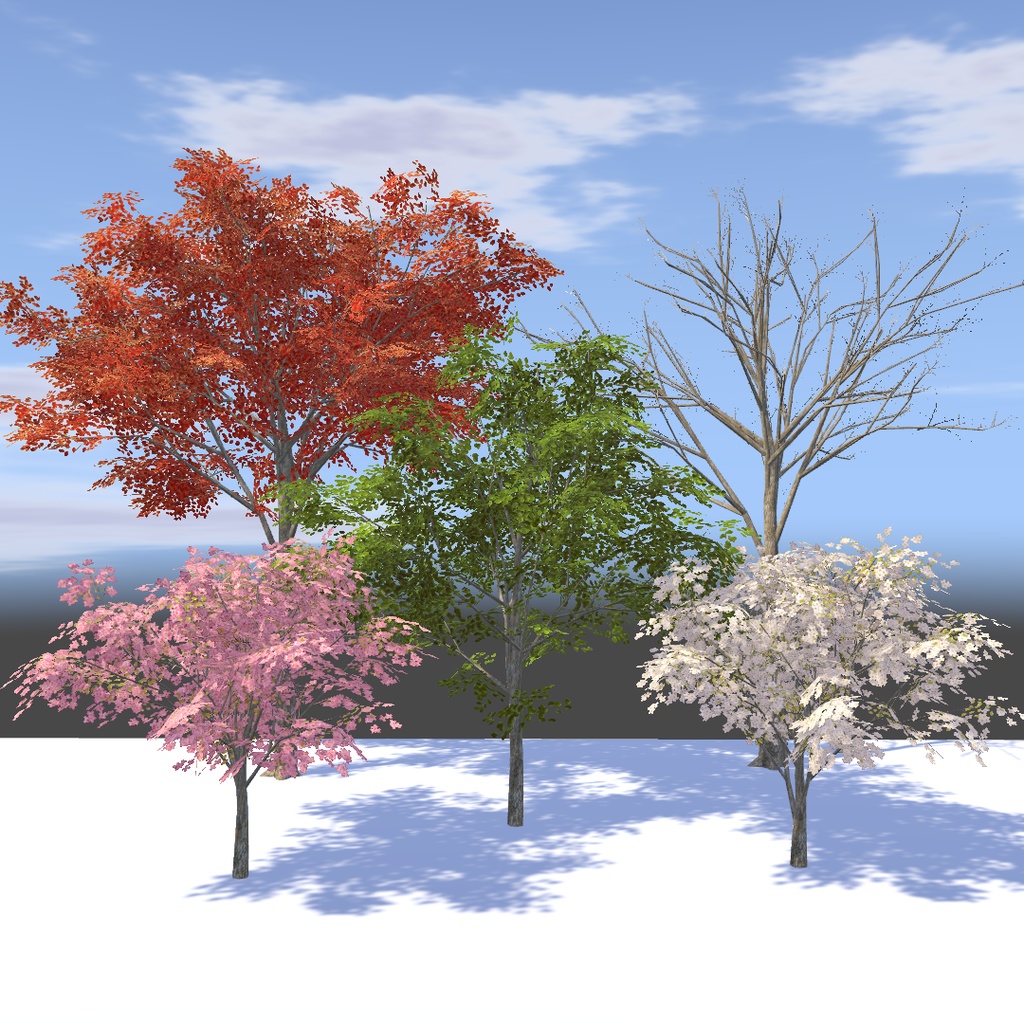 風に揺れる四季の木々