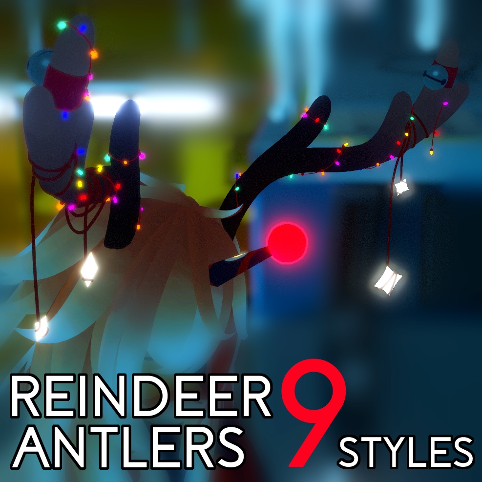 [VRC Asset] Reindeer Antlers w/ AUDIOLINK - 9 Styles [Christmas Avatar Accessory]