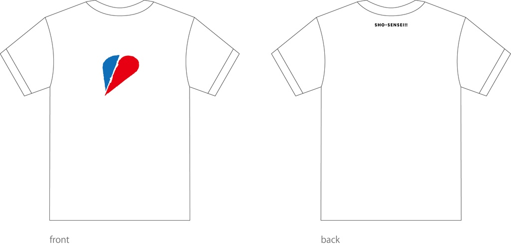 赤いハートと青いハートTシャツ