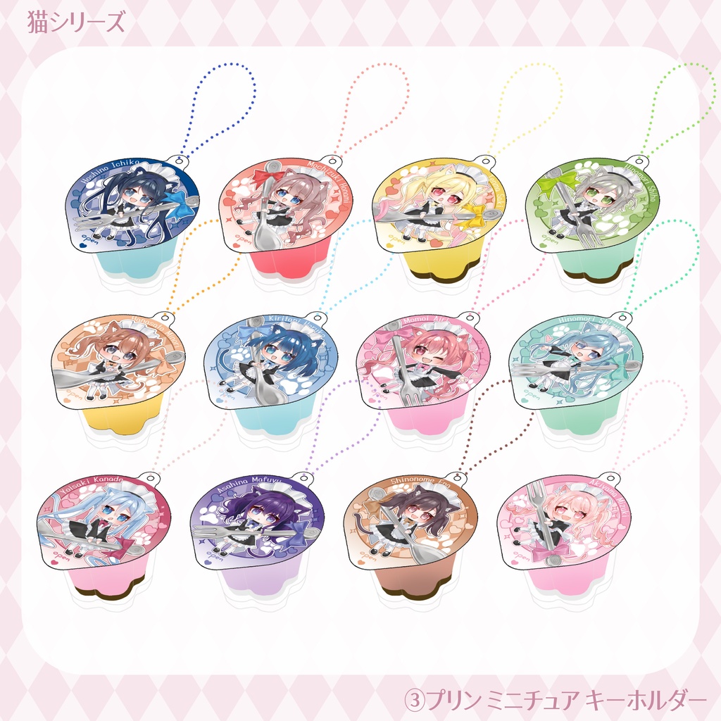 猫シリーズ ③ プリン ミニチュア キーホルダー