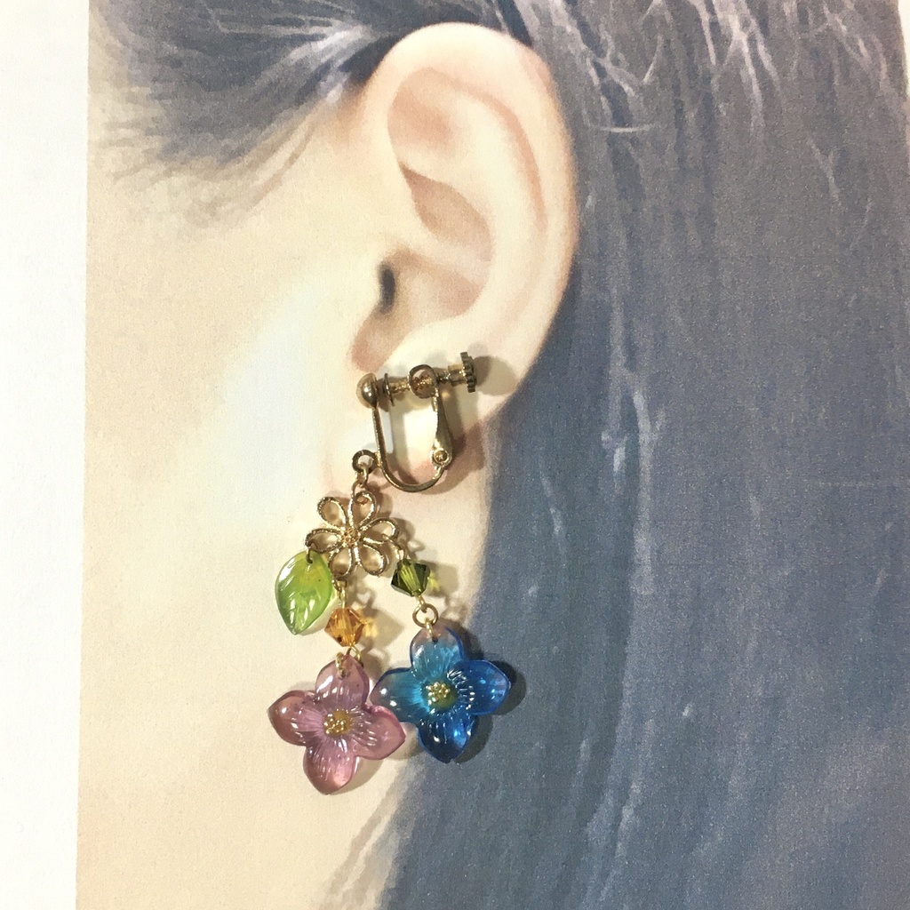 紫陽花の2輪涼やかイヤリング・ピアス