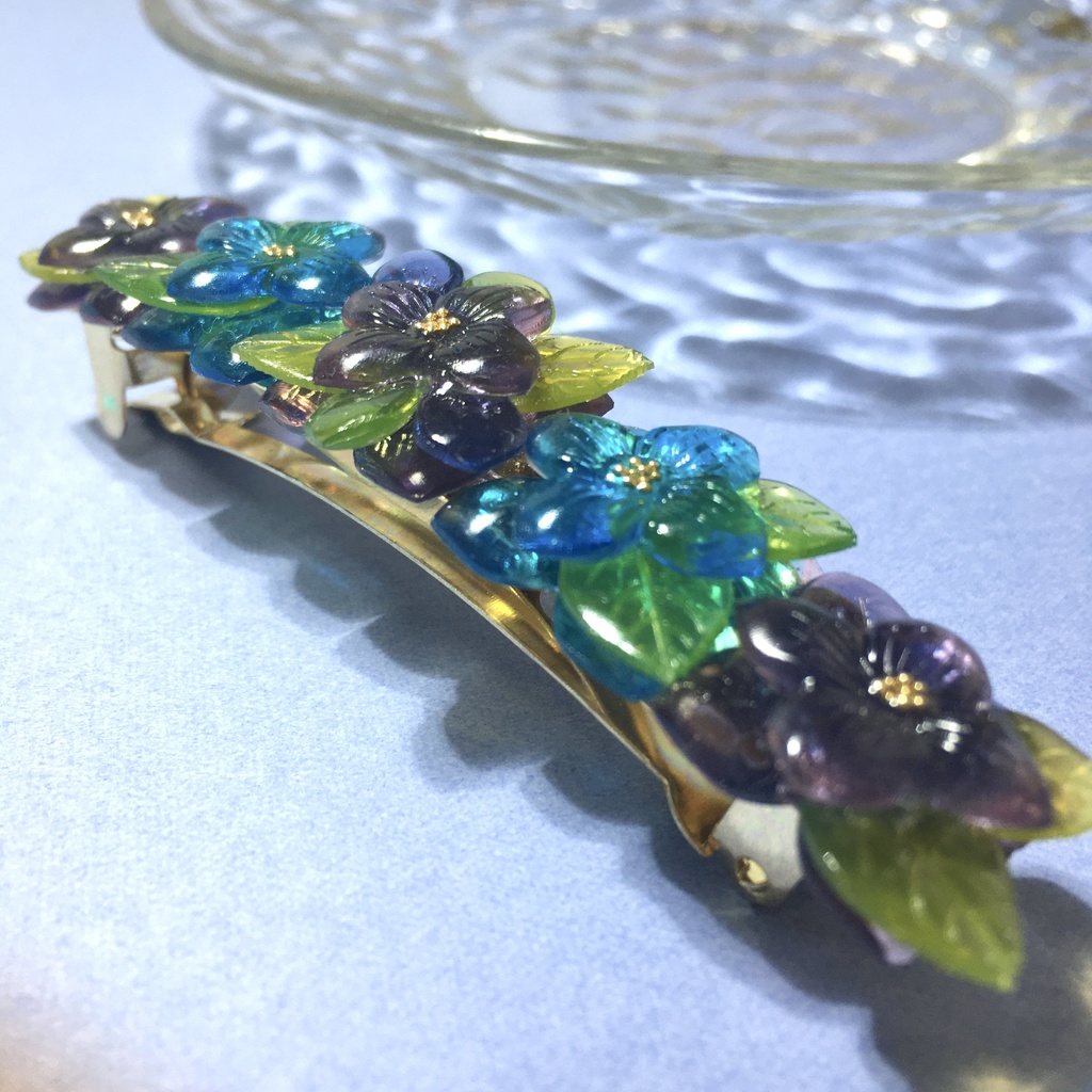 キラキラ紫陽花バレッタ8cm