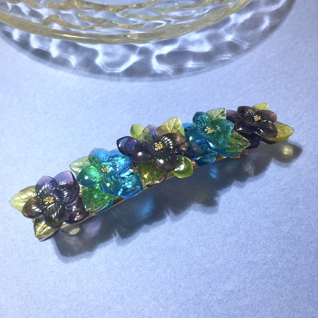 キラキラ紫陽花バレッタ8cm
