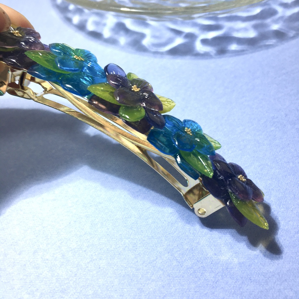 キラキラ紫陽花バレッタ8cm