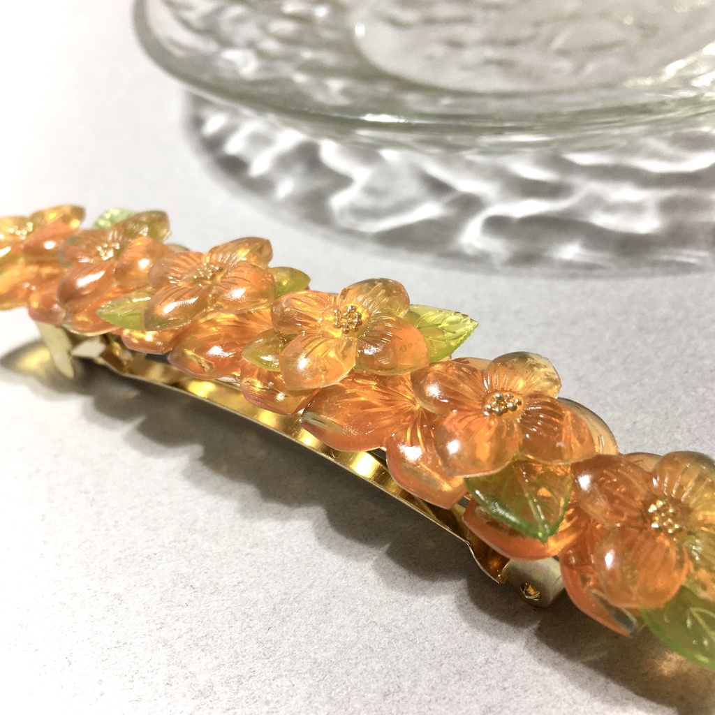 キラキラ金木犀のバレッタ8cm