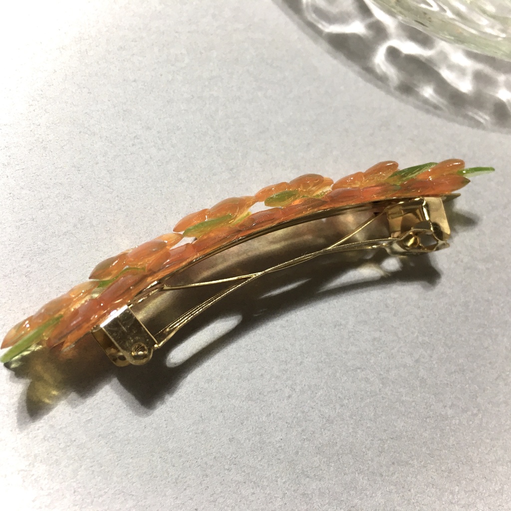 キラキラ金木犀のバレッタ8cm