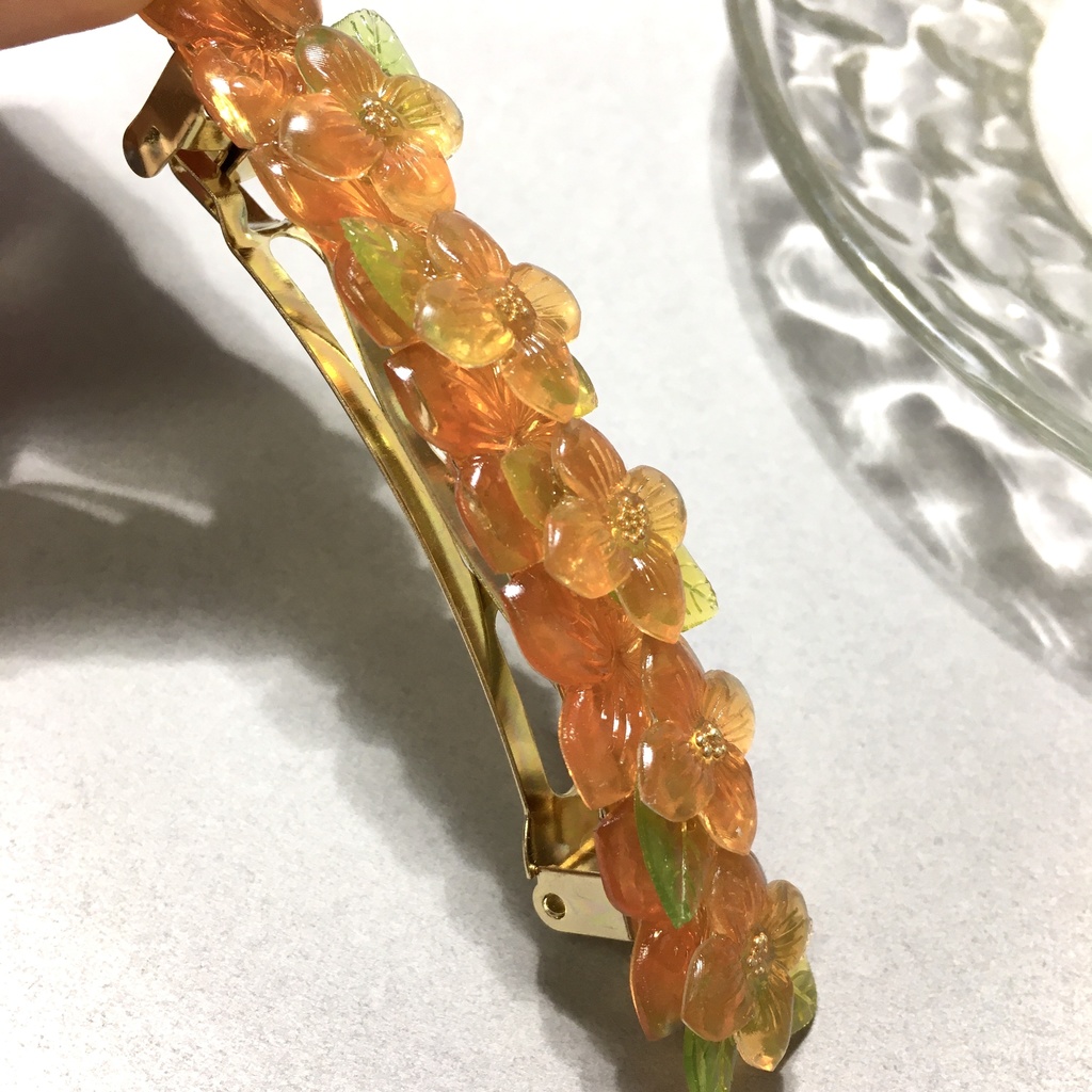 キラキラ金木犀のバレッタ8cm