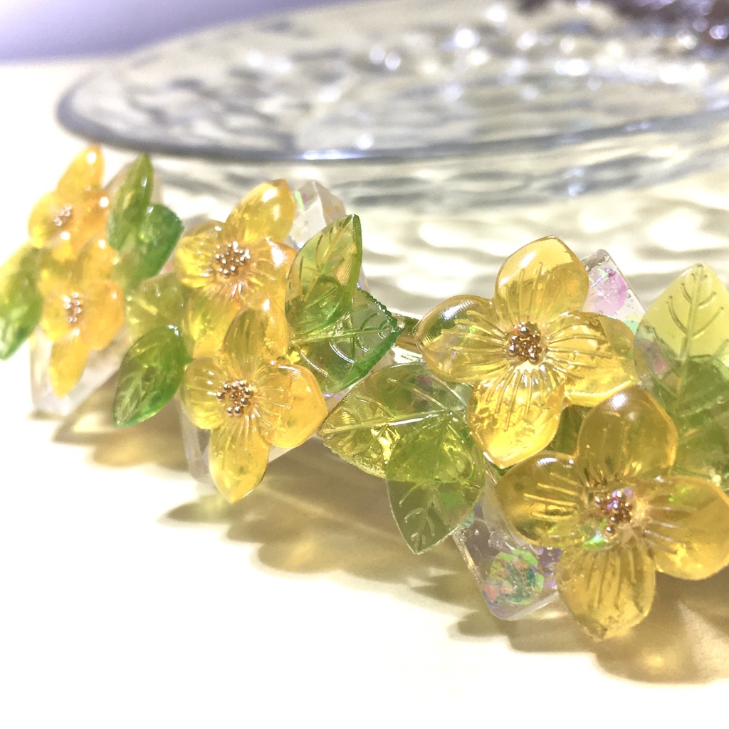 キラキラ菜の花バレッタ8cm