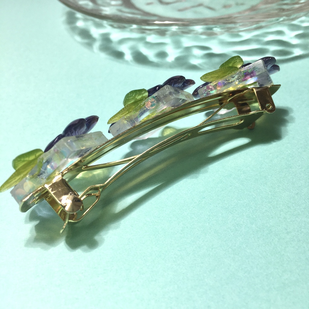 キラキラ紫陽花バレッタ(スクエア)8cm