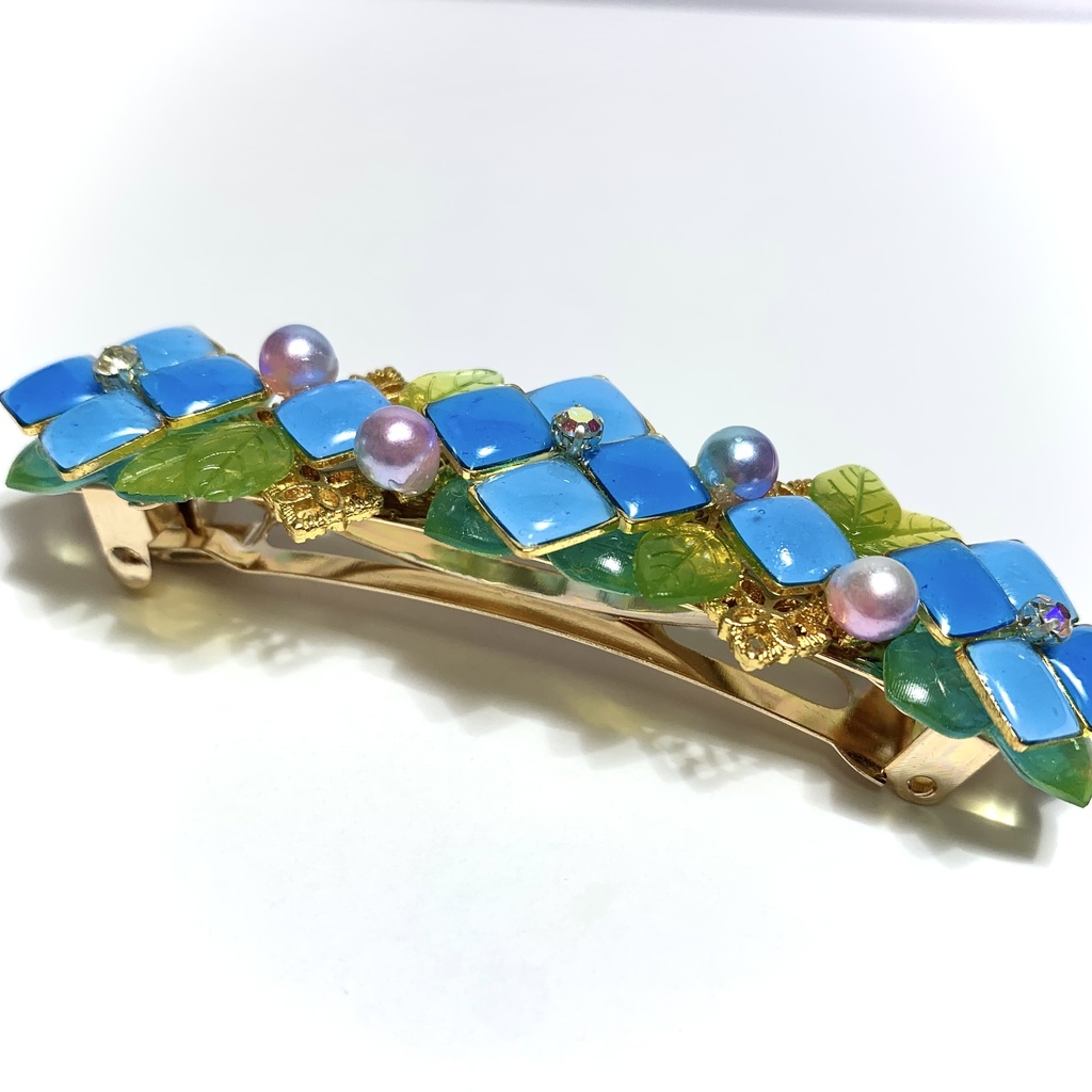 紫陽花バレッタ タイルタイプ 8cm