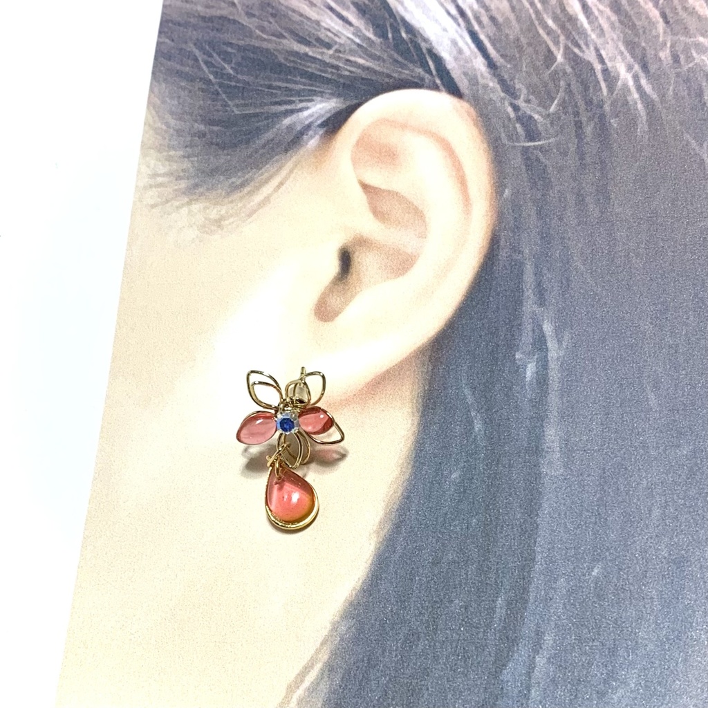 さくら色フラワーイヤリング・ピアス