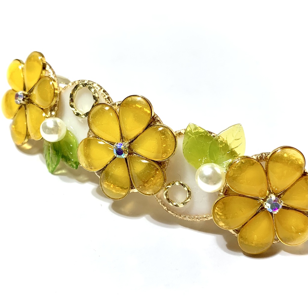 明るいイエローマーガレットのバレッタ 8cm