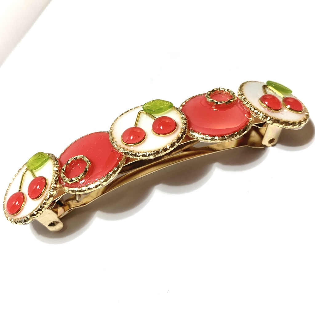 シンプルなさくらんぼバレッタ 8cm