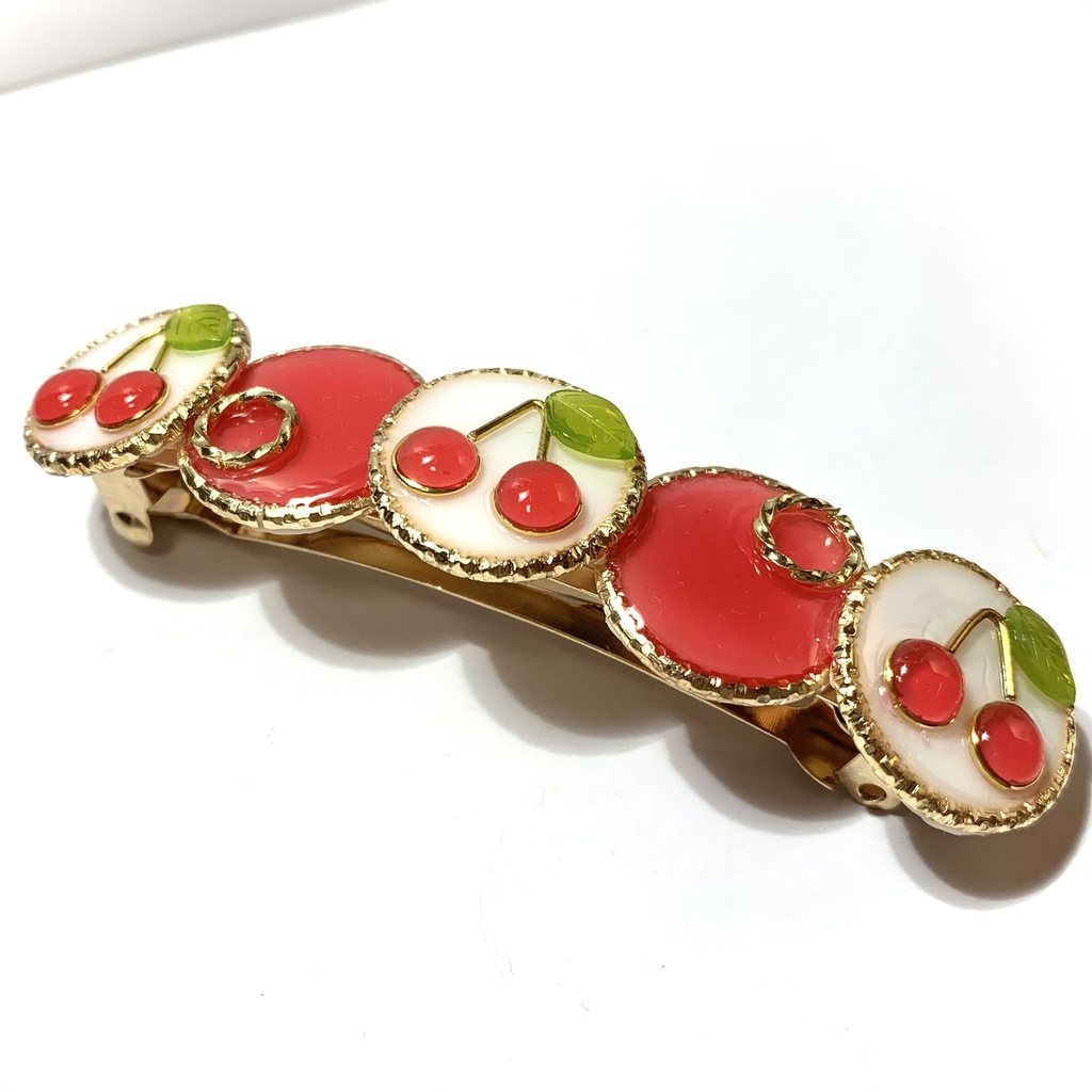 シンプルなさくらんぼバレッタ 8cm