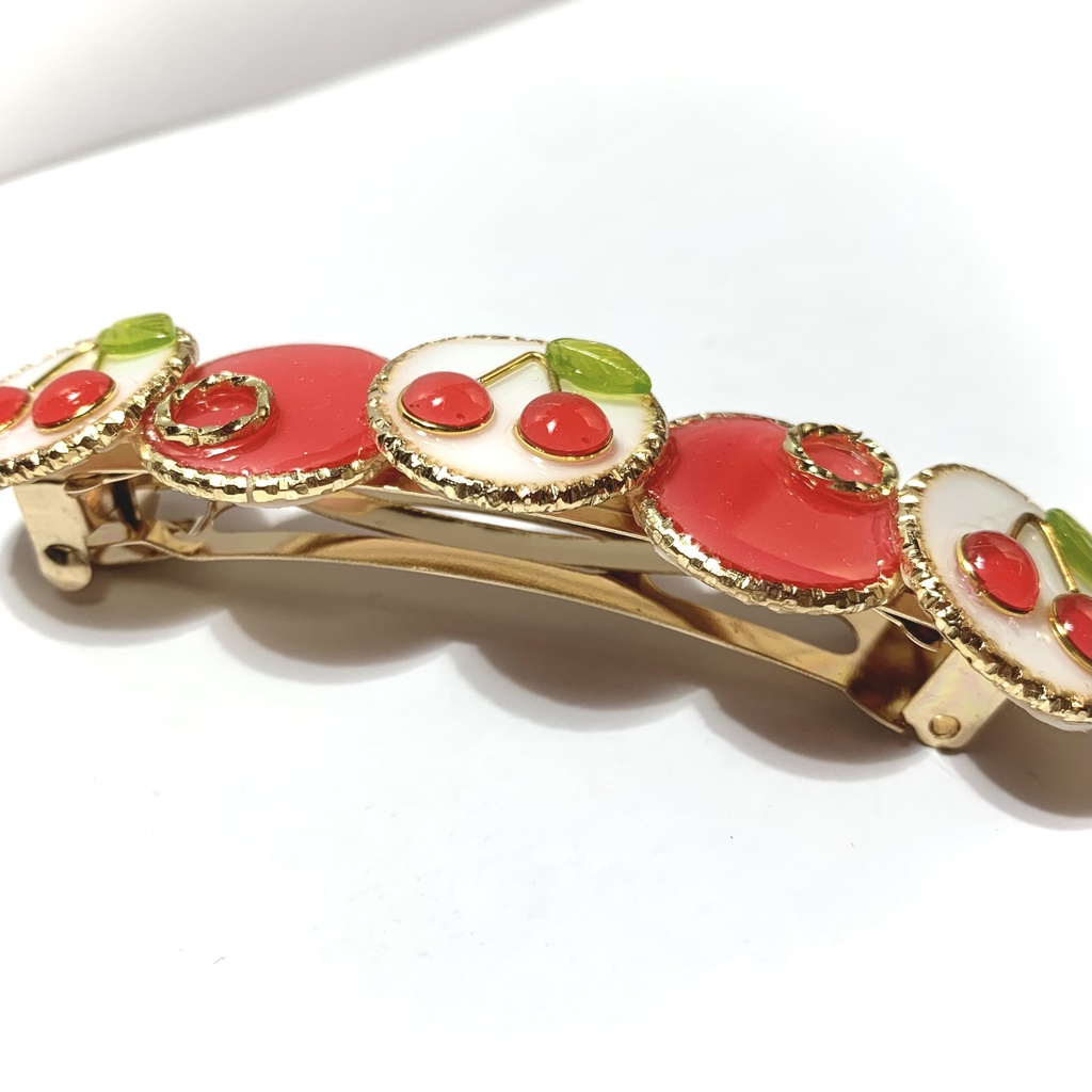 シンプルなさくらんぼバレッタ 8cm