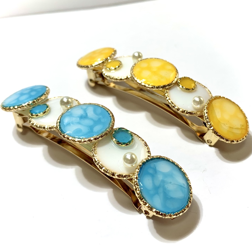 シンプル波模様のバレッタ 8cm