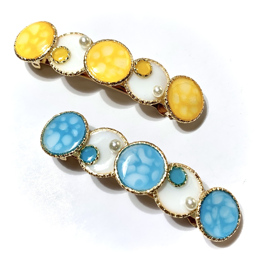 シンプル波模様のバレッタ 8cm