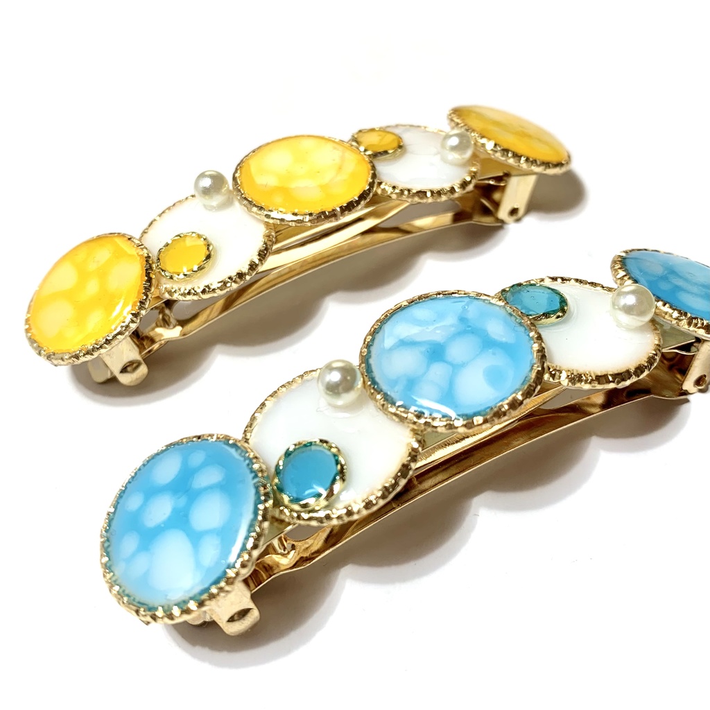 シンプル波模様のバレッタ 8cm