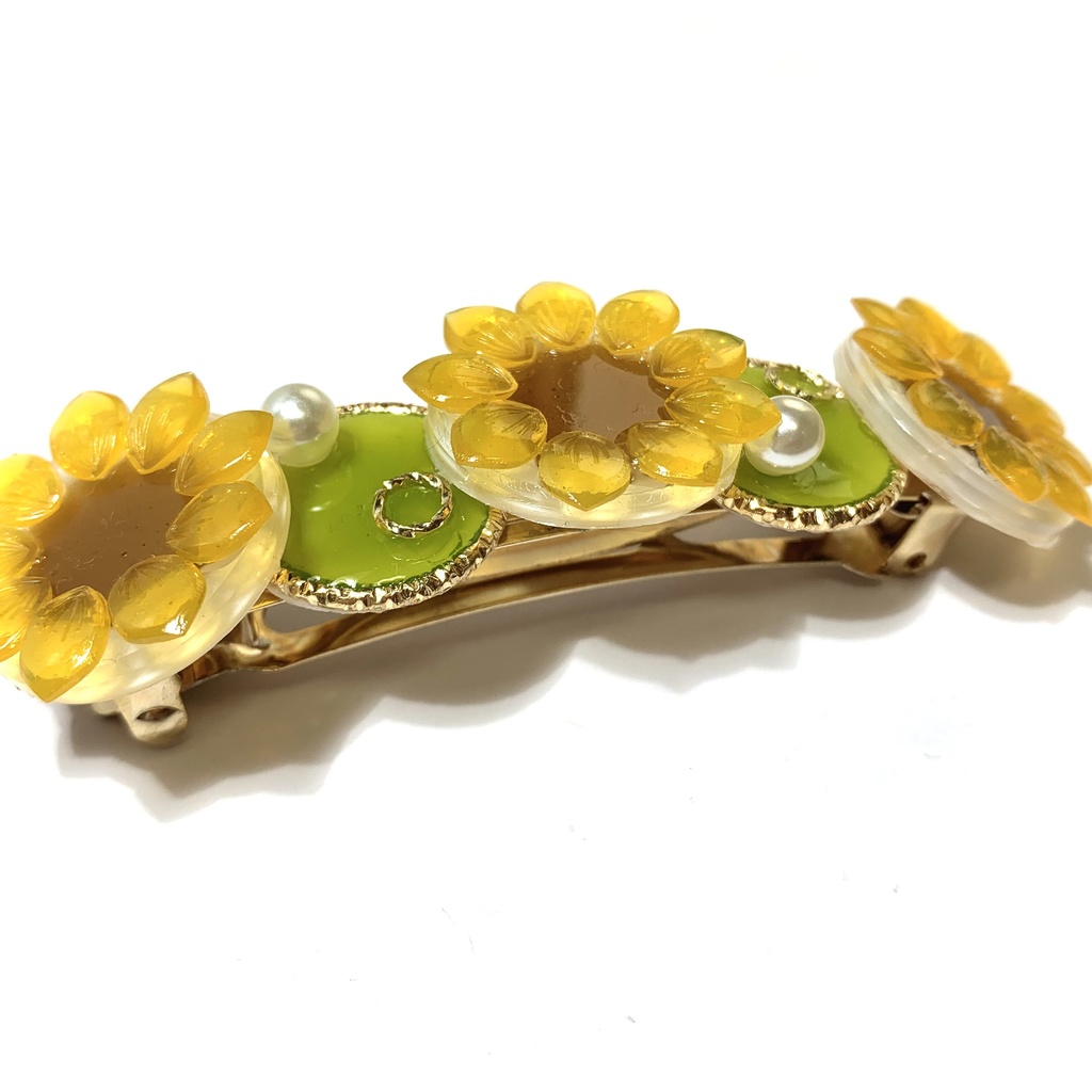 夏休みのひまわりバレッタ  8cm