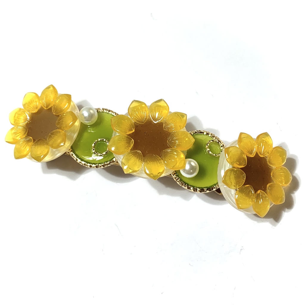 夏休みのひまわりバレッタ  8cm