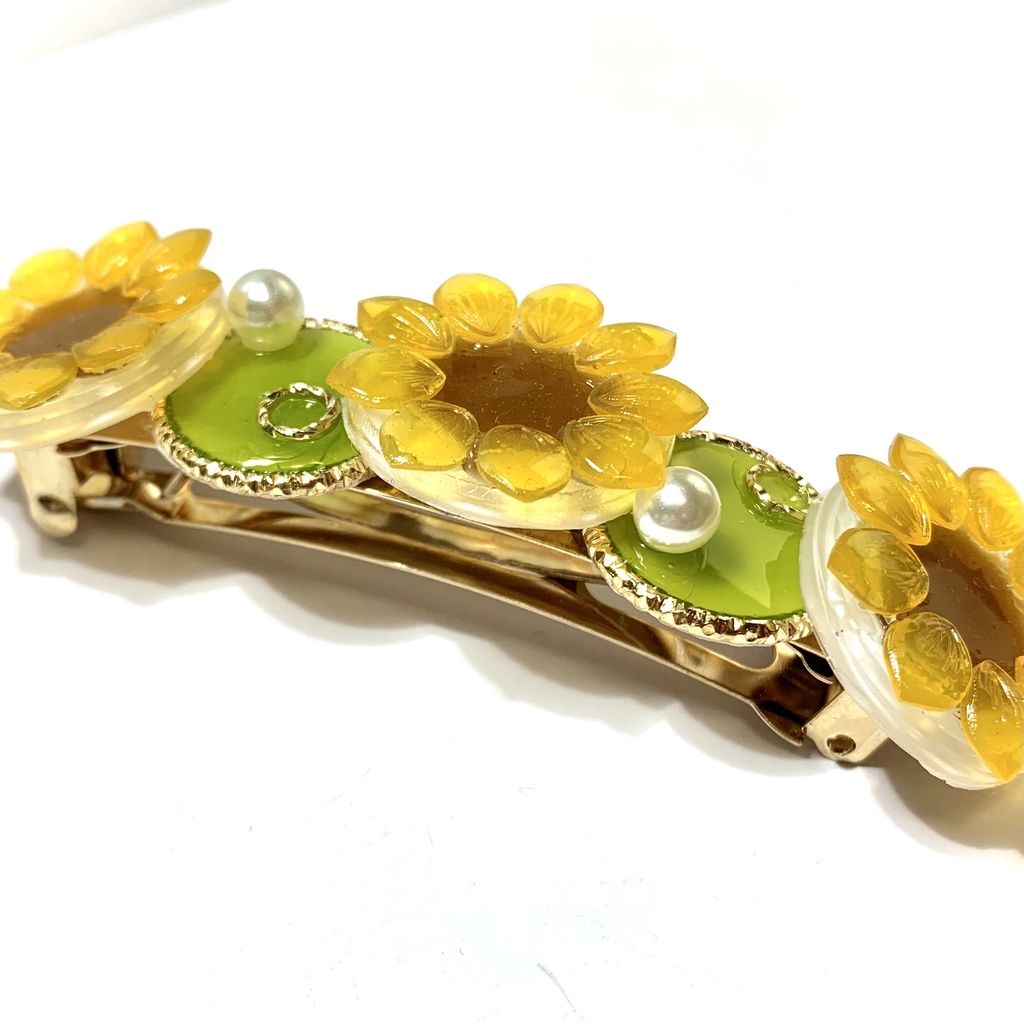 夏休みのひまわりバレッタ  8cm