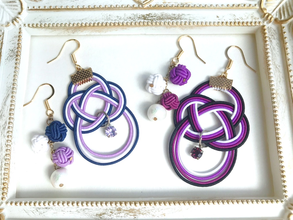 【刀剣乱舞】水引きアシンメトリーピアス (イヤリング変更可)