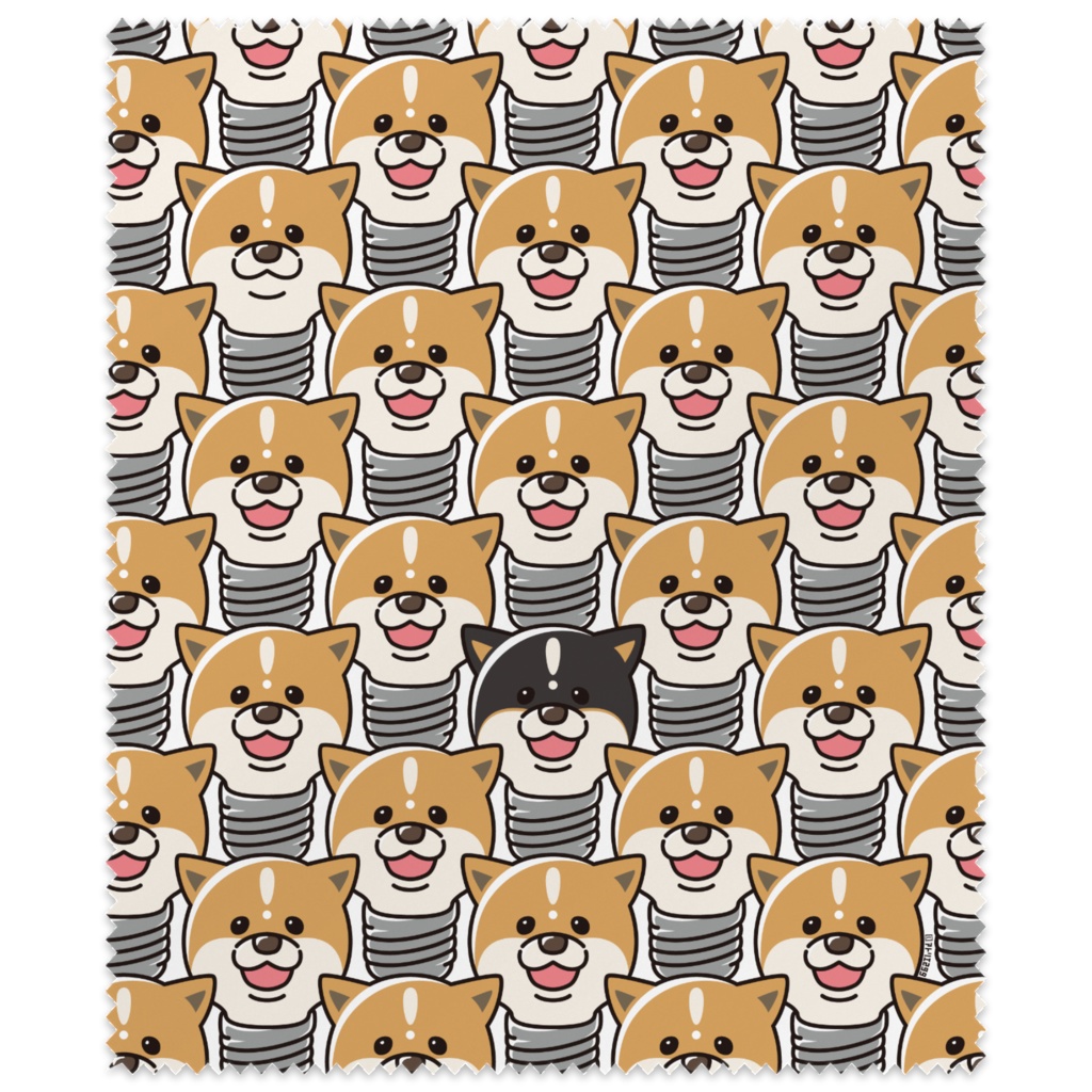 「柴犬電球大行進図」メガネ拭き