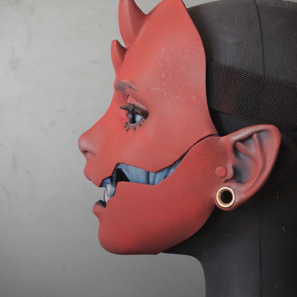 【鬼人面】Dark Red 【 oni face mask 】