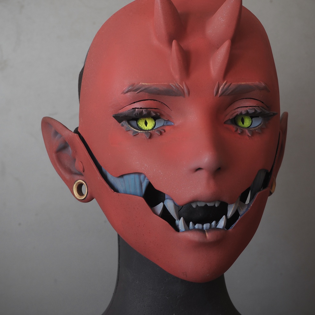【鬼人面】Dark Red 【 oni face mask 】