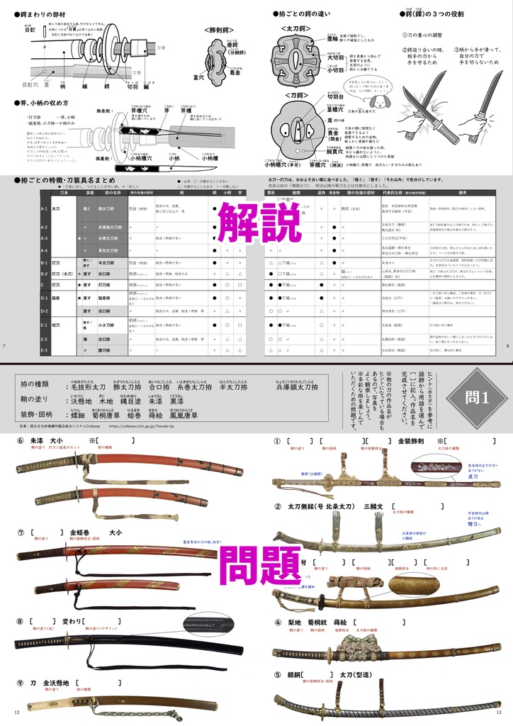 刀剣学習ドリル 拵編