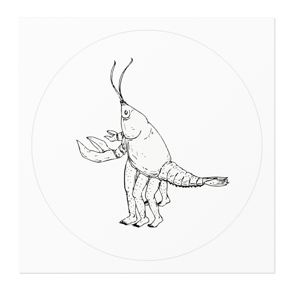 ザリガニ(線画イラスト)