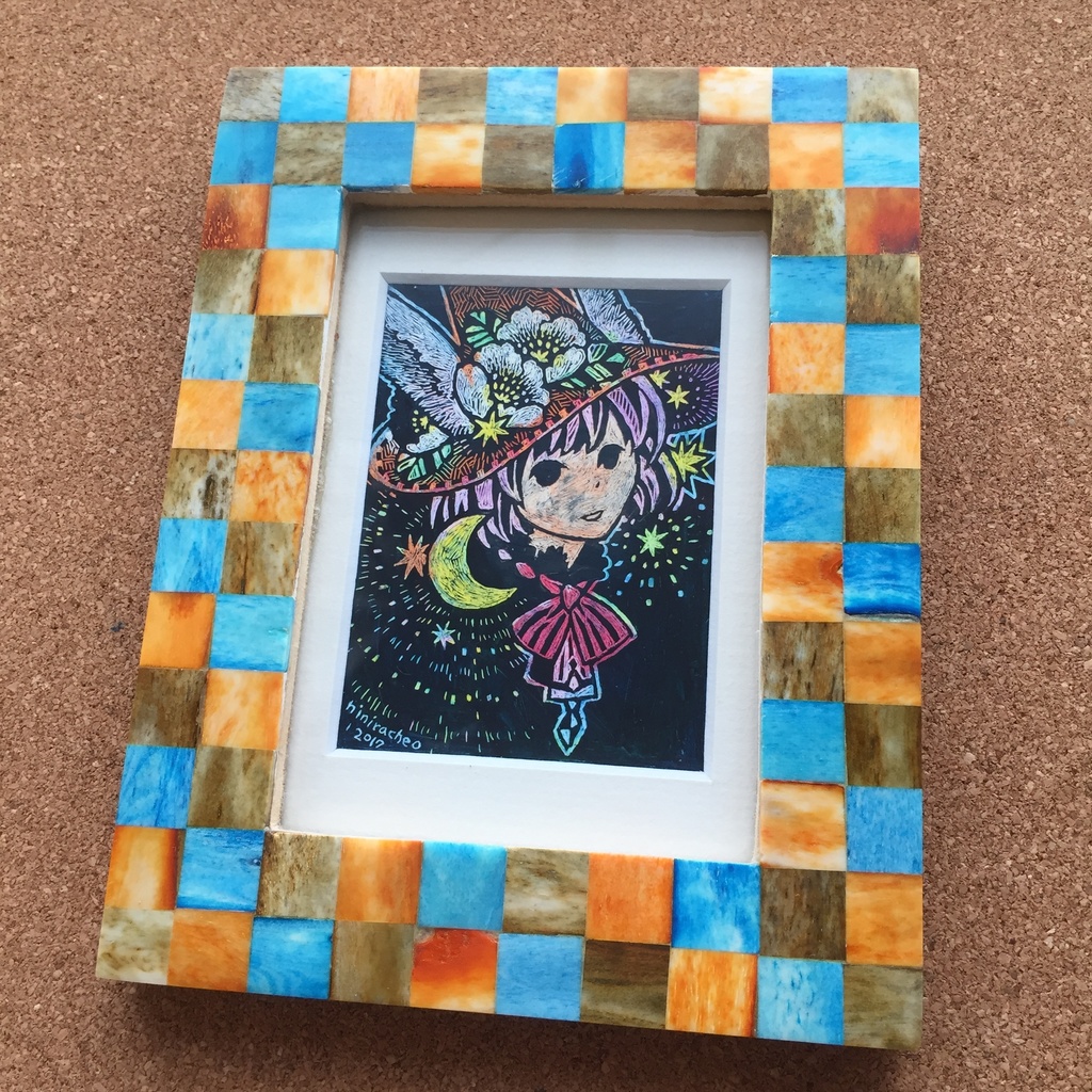 額装ミニ原画　ほほえみの月（うさぎ耳の魔法使いR）