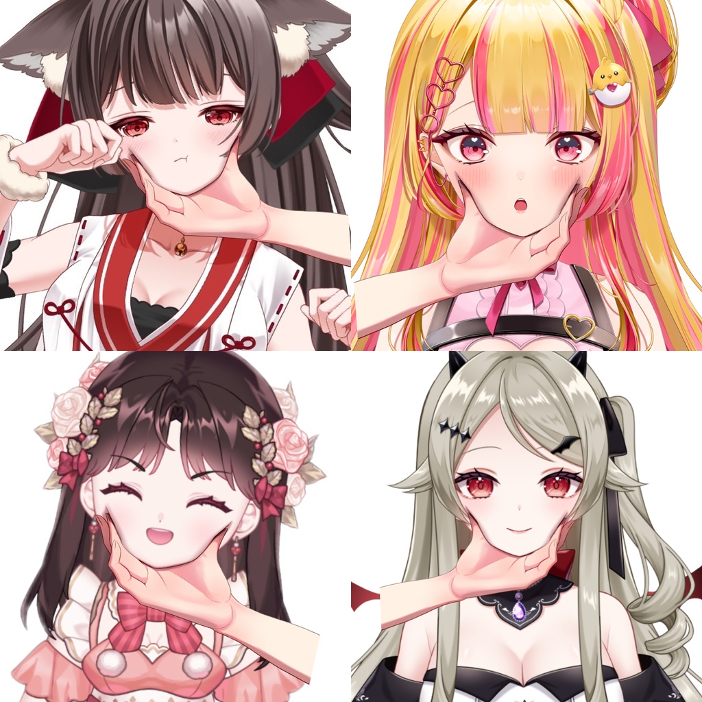 ほっぺをむにむにする手素材