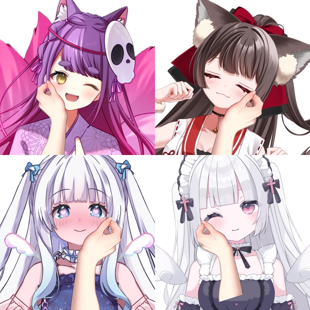 ほほに添える手素材