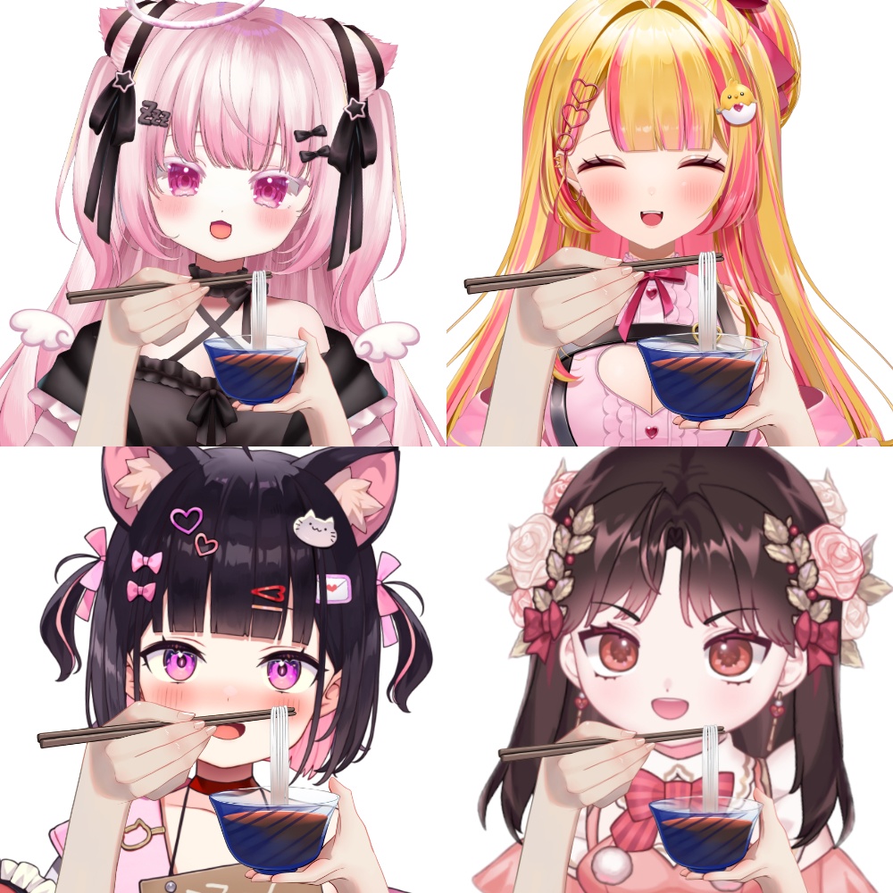 そうめんを食べる手素材