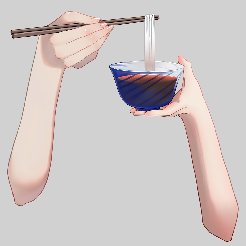 そうめんを食べる手素材
