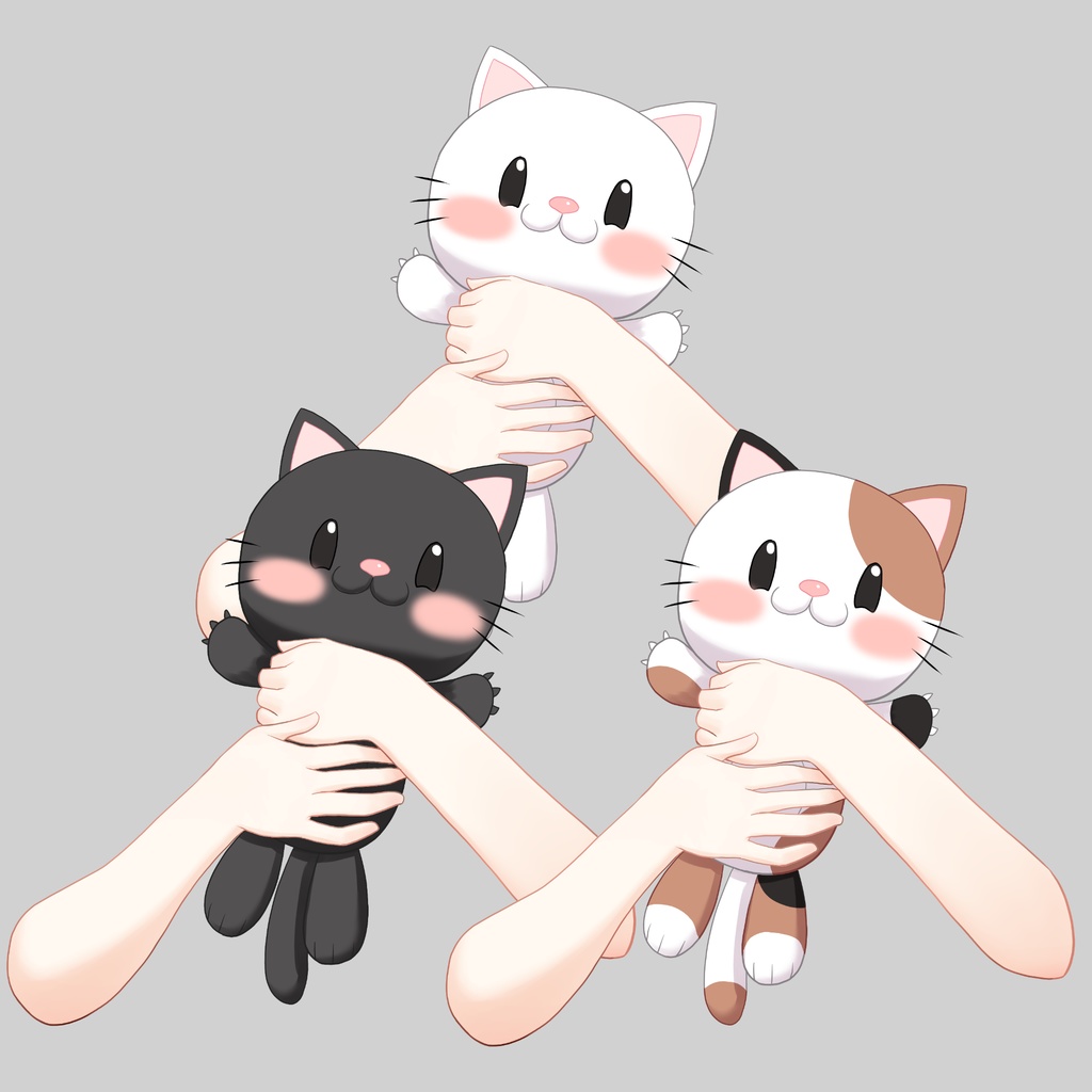 ねこぬいを抱っこする手素材