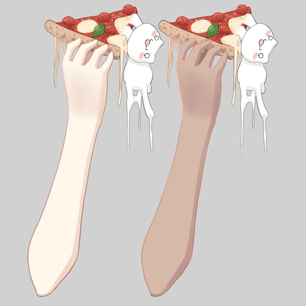 とろけるチーズねこピザの手素材