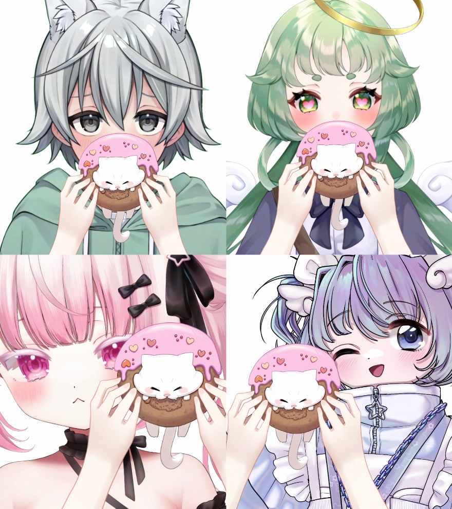 よくばりねことドーナツの手素材