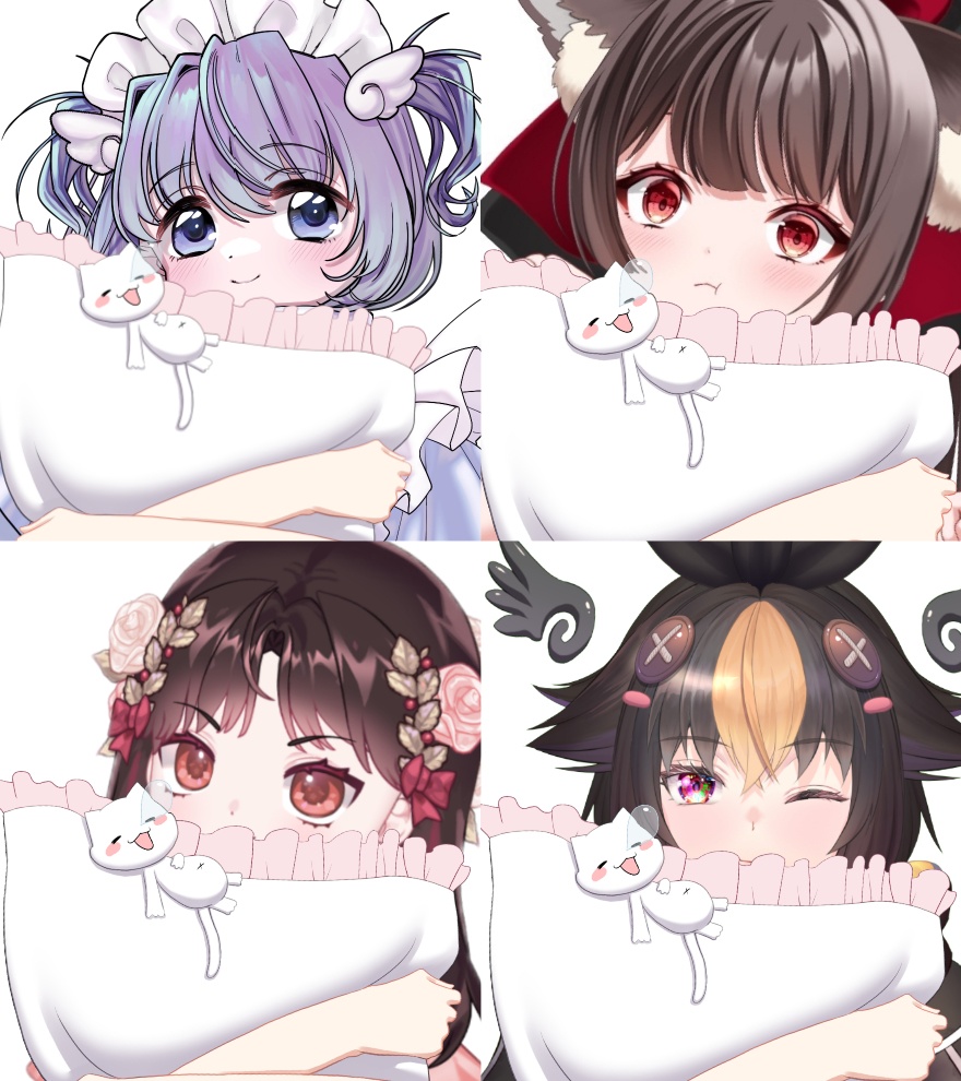 すやすやねこまくらを抱く手素材