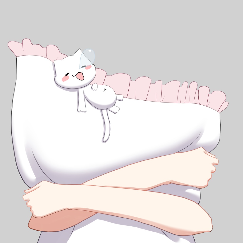 すやすやねこまくらを抱く手素材