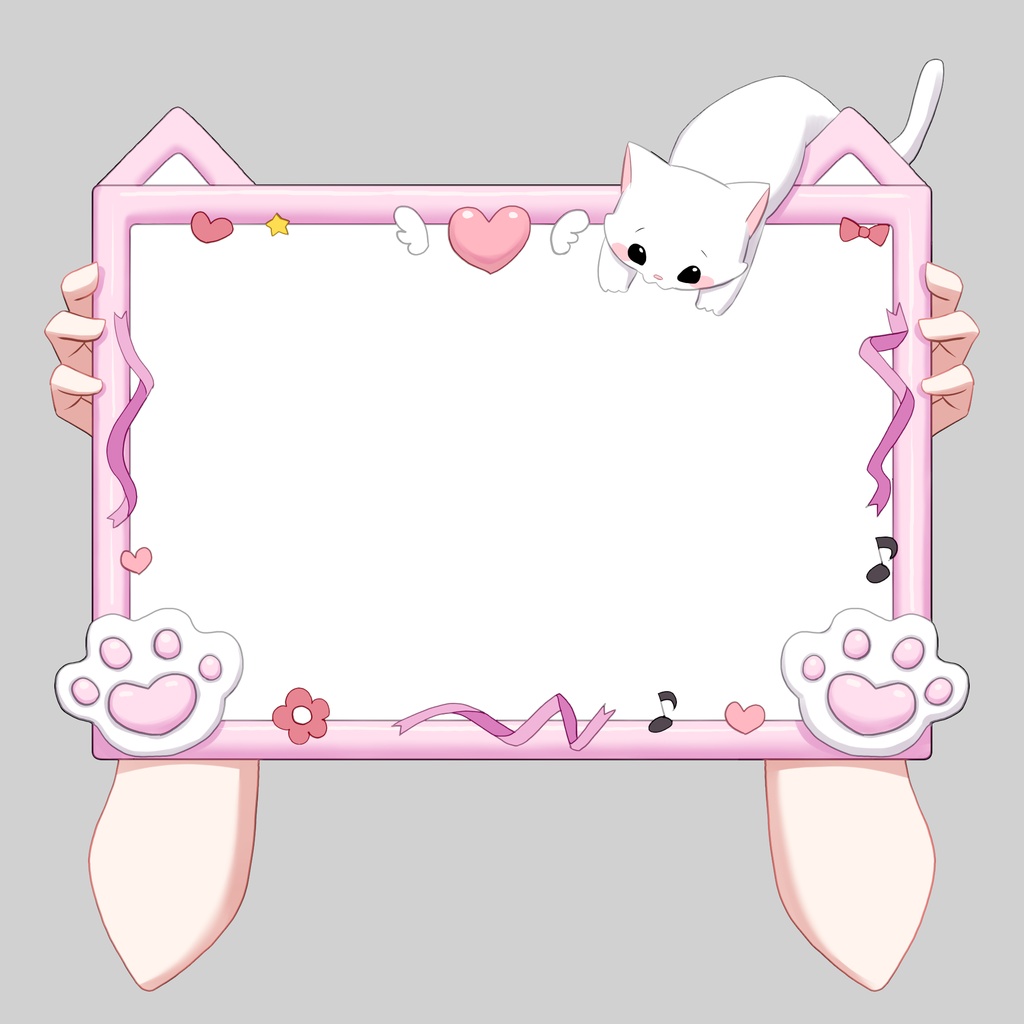 ぷくぷくねこ手書きボードの手素材
