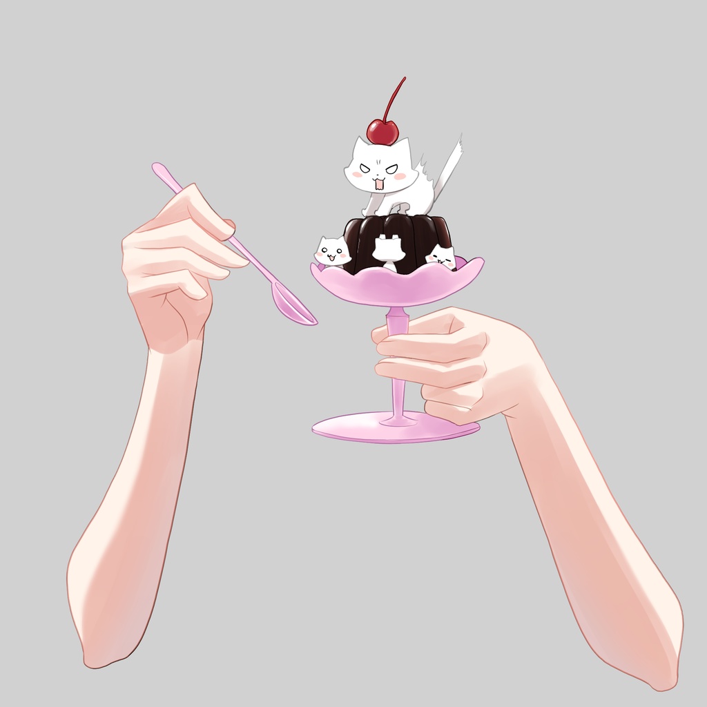 ねこーヒーゼリーの手素材