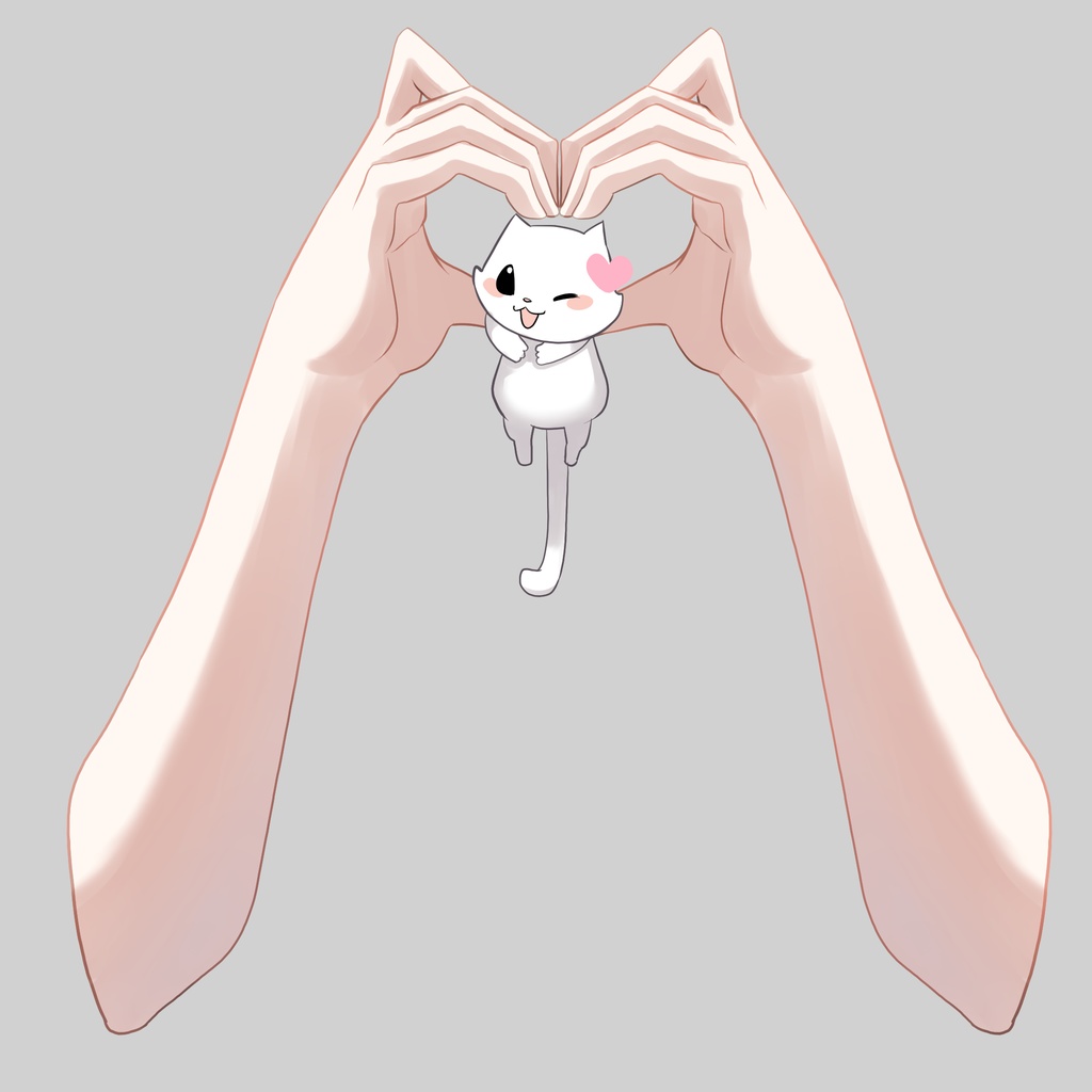 ねこみみハートの手素材